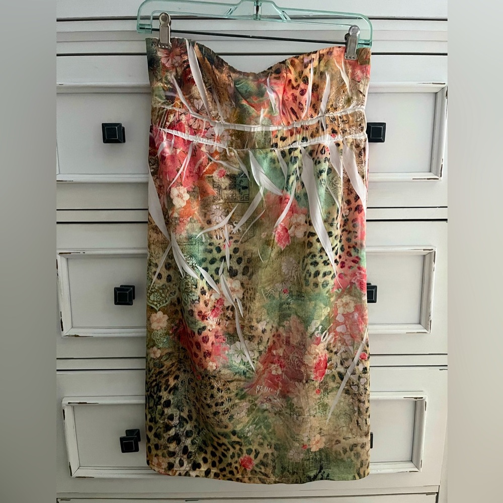 Justified faux satin strapless mini dress
